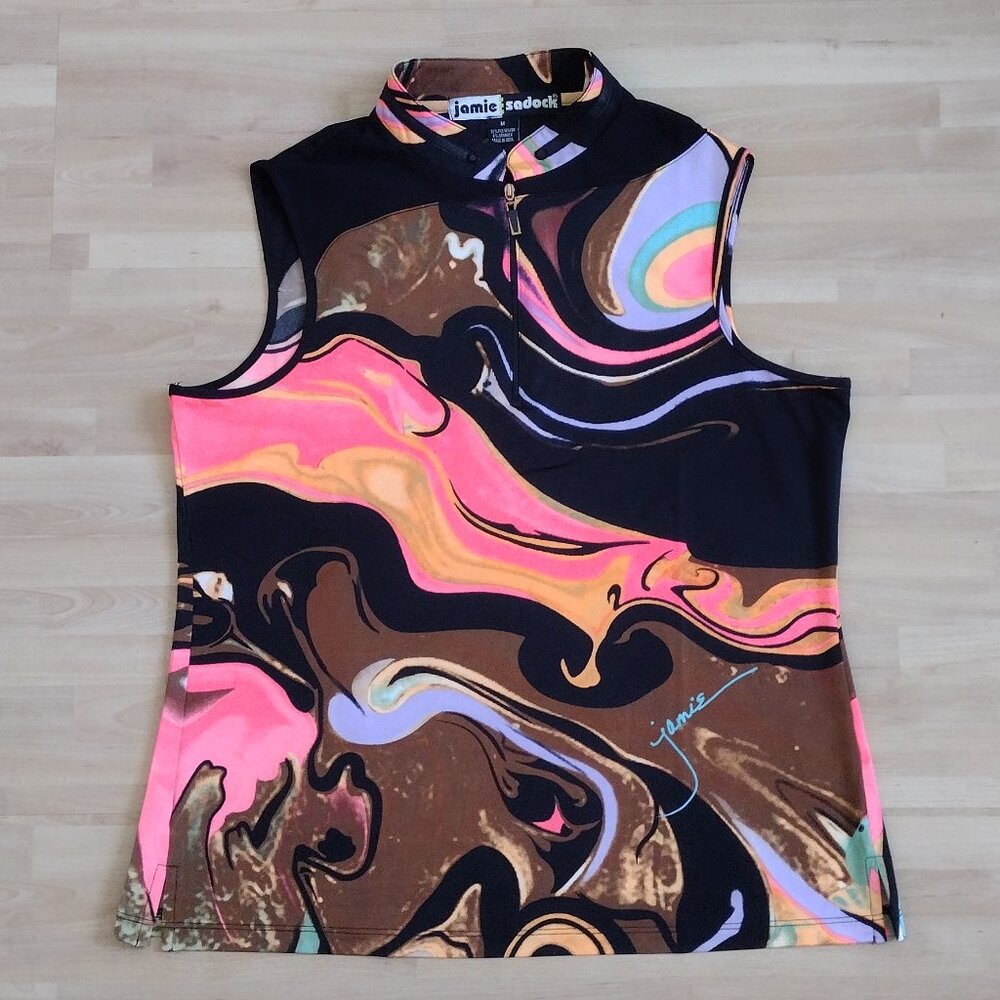 Jamie Sadock Sleeveless Graphic Top, Dark Multicolor (US M)
